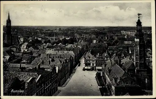 Ak Bolesławiec Bunzlau Schlesien, Totalansicht, Kirche, Turm