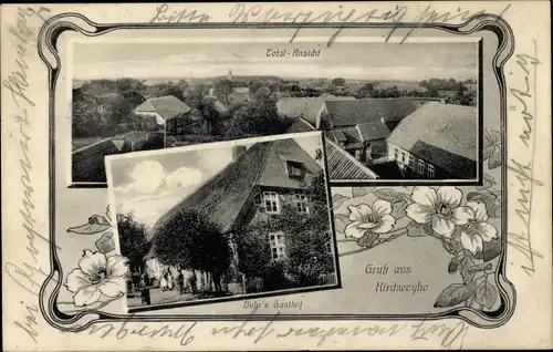 Jugendstil Passepartout Ak Kirchweyhe Weyhe Niedersachsen, Blick auf den Ort, Buhr's Gasthof