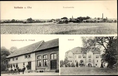 Ak Veltheim an der Ohe Niedersachsen, Schloss, Gastwirtschaft, Blick auf den Ort