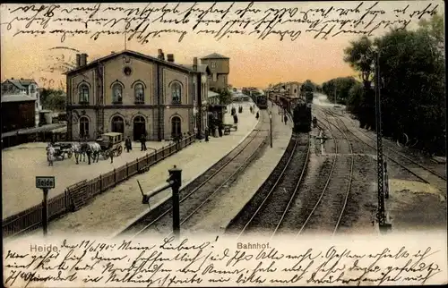 Ak Heide in Holstein, Bahnhof, Gleisseite