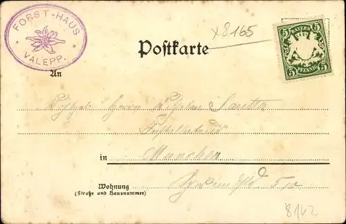 Litho Valepp Schliersee in Oberbayern, Forsthaus Valepp, Kapelle, Klausenhaus