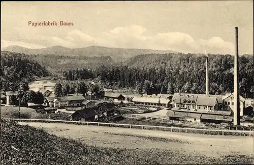 Ak Müller am Baum Miesbach Oberbayern, Papierfabrik