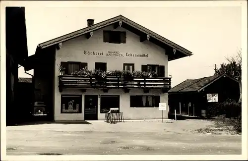 Foto Ak Hundham Fischbachau in Oberbayern, Bäckerei und Lebensmittelgeschäft Richard Bachmaier