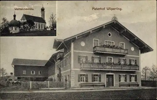 Ak Wilparting Irschenberg in Oberbayern, Wallfahrtskirche, Meierhof