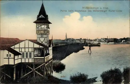 Ak Wittenberge in der Prignitz, Bootshaus Wittenberger Ruder Club