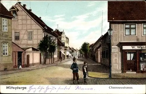 Ak Wittenberge an der Elbe Prignitz, Chausseestraße, Geschäfte