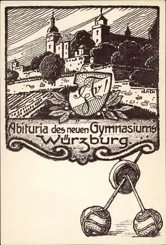 Studentika Ak Würzburg am Main Unterfranken, Abituria des neuen Gymnasiums
