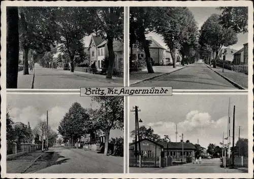 Ak Britz bei Eberswalde Brandenburg, Straßenpartien, Bahnübergang