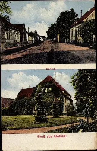 Ak Möthlitz im Havelland, Schloss, Straßenpartie