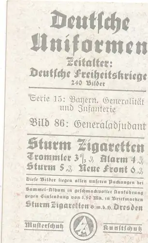 Sammelbild Deutsche Uniformen, Deutsche Freiheitskriege, Nr. 86, Bayern, Generaladjudant