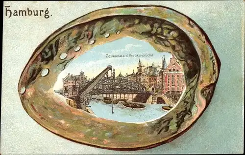 Muschel Litho Hamburg Mitte Altstadt, Zollkanal an der Brooksbrücke