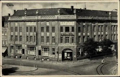 Ak Gera in Thüringen, Tonhallen Betriebe, Straßenpartie, Capitol