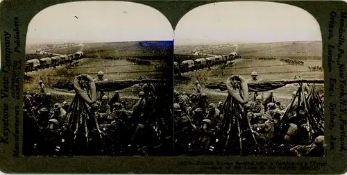 Stereofoto Französische Truppen ruhen nach Gefecht mit Fritz, I WK