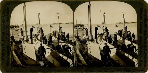 Stereofoto San Diego Bay Kalifornien USA, U-Boote, Schlachtschiffe, Torpedoboote, I WK