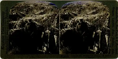 Stereofoto Getarnte Gräben im Sektor Chemin des Dames, I WK