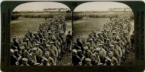 Stereofoto A Haul of 1900 German Prisoners, Kriegsgefangene Deutsche, I WK