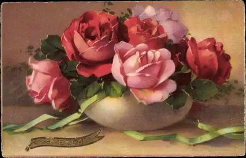 Künstler Ak Klein, Catharina, Rosen in einer Vase