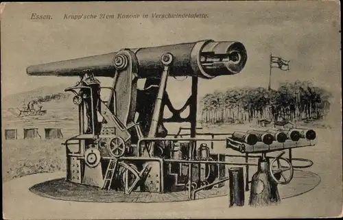 Ak Krupp'sche 21 cm Kanone in Verschwindelafette