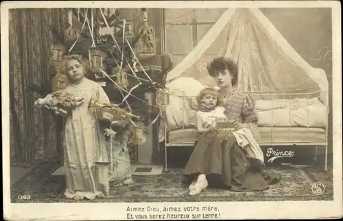 Ak Mutter mit Kindern, Puppen, Spielzeuge