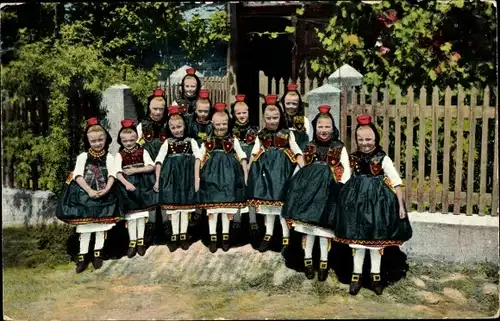 Ak Hessische Trachten, Schwälmer Mädchen