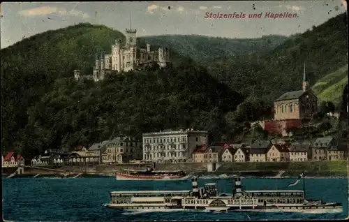 Ak Stolzenfels Koblenz am Rhein, Kapellen, Salondampfer Kaiserin Auguste Viktoria