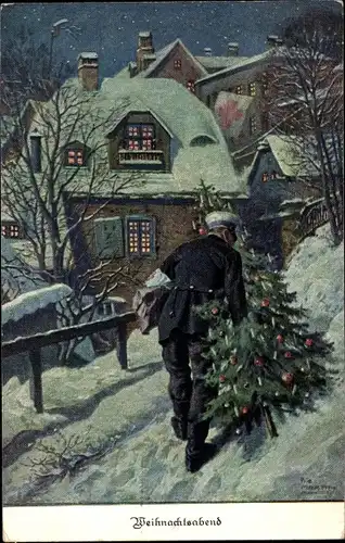 Ak Glückwunsch Weihnachten, Weihnachtsabend, Sanitäter mit Tannenbaum, Rotes Kreuz, I. WK