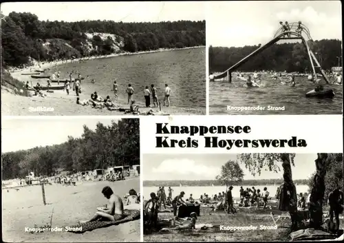 Ak Lohsa in der Oberlausitz, Knappensee, Kanppenroder Strand, Steilküste, Rutschbahn