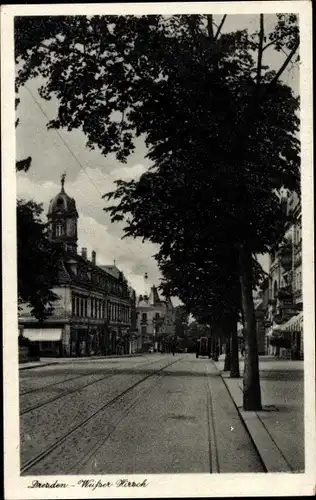 Ak Dresden Weißer Hirsch, Blick in die Stadt, Straßenpartie, Geschäfte