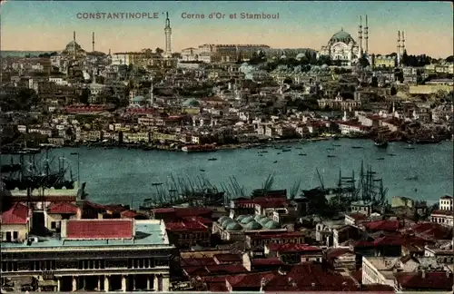 Ak Istanbul Konstantinopel Türkei, Corne d'Or et Stamboul