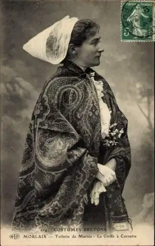 Ak Morlaix Finistère, Brau in bretonischer Volkstracht
