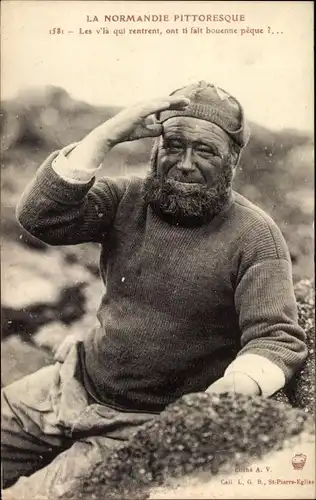 Ak Normandie, Fischer in Tracht