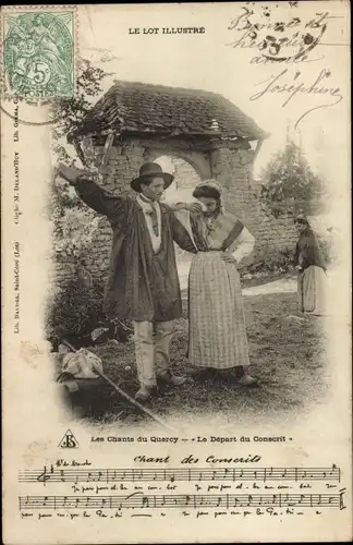 Lied Ak Les Chants du Quercy, die Abreise der Wehrpflichtigen, das berühmte Los