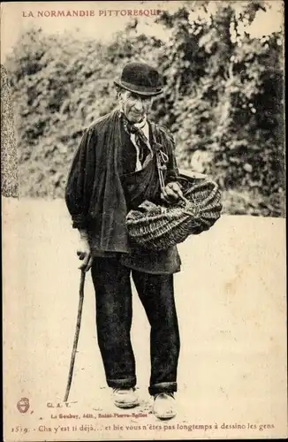 Ak Normandie, Mann in Tracht
