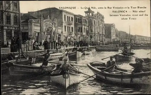 Ak Thessaloniki Griechenland, Le Quai Niki entre la rue Venizelos et la Tour Blanche