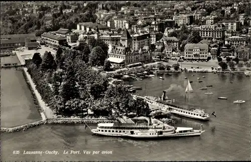 Ak Ouchy Lausanne Kanton Waadt, Le Port, Luftbild