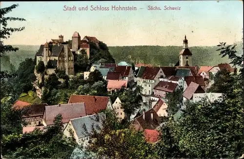 Ak Hohnstein in der Sächsischen Schweiz, Stadt und Schloss