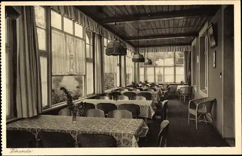 Ak Hohnstein in der Sächsischen Schweiz, Posterholungsheim, Innenansicht, Veranda