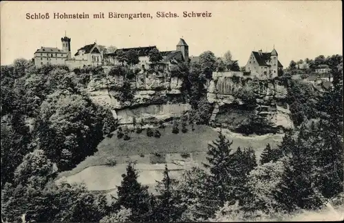 Ak Hohnstein Sächsische Schweiz, Schloss mit Bärengarten