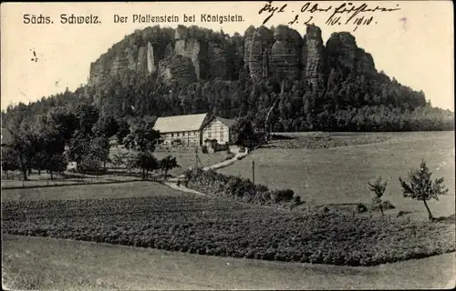 Ak Königstein an der Elbe Sächsische Schweiz, Pfaffenstein, Fels