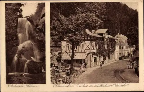 Ak Lichtenhain Sebnitz in Sachsen, Lichtenhainer Wasserfall, Kirnitzschtal Gasthaus