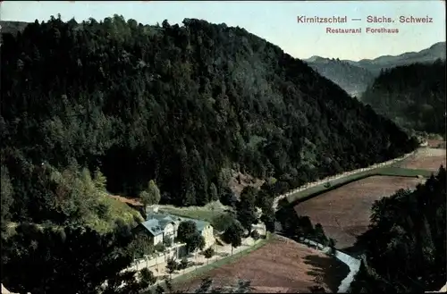 Ak Kirnitzschtal Sebnitz in Sachsen, Blick auf das Restaurant Forsthaus