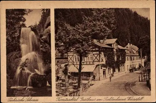 Ak Lichtenhain Sebnitz Sächsische Schweiz, Lichtenhainer Wasserfall, Kirnitzschtal, Gasthaus