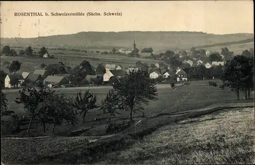 Ak Rosenthal Bielatal Sächsische Schweiz, Panorama vom Ort