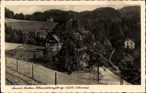 Ak Rathen an der Elbe Sächsische Schweiz, Panorama vom Ort