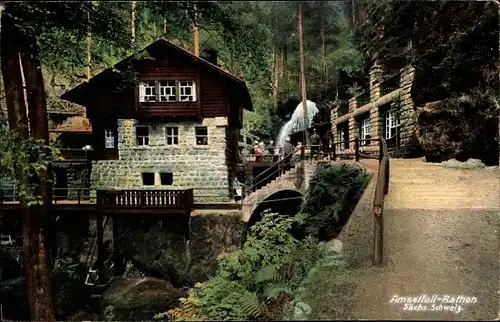 Ak Rathen an der Elbe Sächsische Schweiz, Amselfall