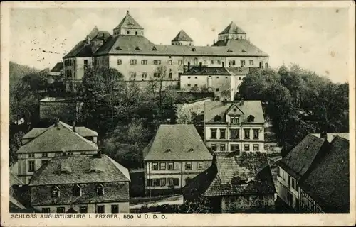 Ak Augustusburg Erzgebirge, Ortschaft mit Schlossblick