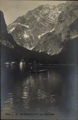 Ak Sankt Bartholomä Schönau am Königssee, Panorama, Gebirge, Kirche