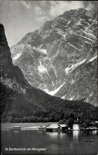 Ak Sankt Bartholomä Schönau am Königssee, Panorama, Gebirge, Kirche