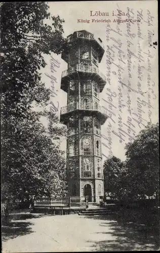 Ak Löbau in Sachsen, Löbauer Berg, König Friedrich August Turm