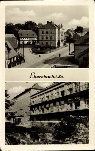 Ak Ebersbach Neugersdorf, Hauptstraße und altes Rathaus, Kreiskrankenhaus